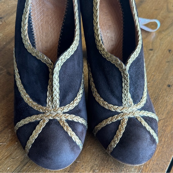Chie Mihara Dark Brown Heels with Gold Braided Design size 38.5 - Picture 10 of 12